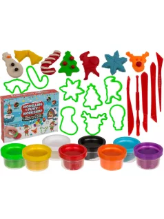  Karácsonyi gyurmakészlet, formákkal, formázó eszközökkel, 21 db-os