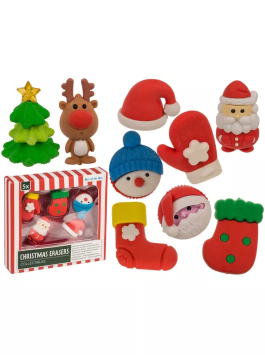 Karácsonyi radírok dobozban, 5 db/szett, többféle változat