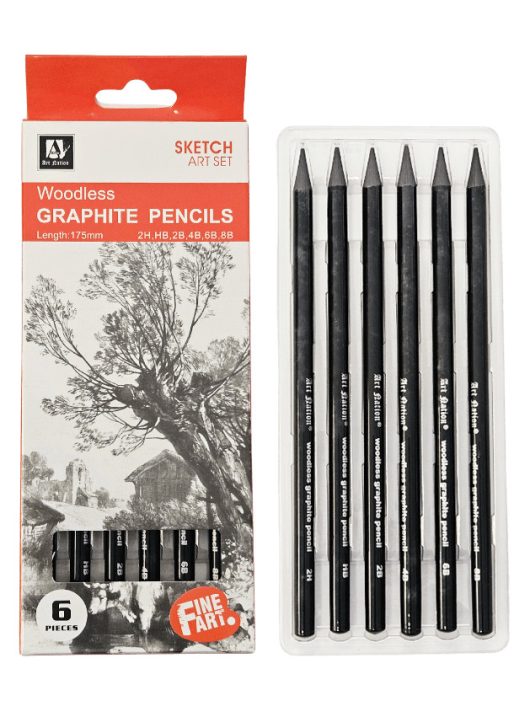Grafitceruza készlet, 6 db-os, 8B-2H, hatszögletű, famentes, Sketch Art Set (WGH06175)