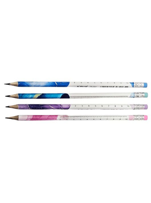 Grafitceruza HB, radírral, Yalong YL231312, vonalzós, háromszög test