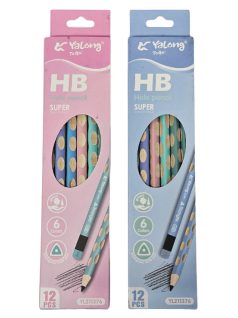   Grafitceruza HB, radírral, Yalong YL211376, ergonomikus, háromszög test