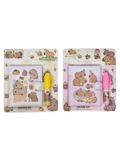 Kapibara notesz tollal, 5,7x7cm, többféle változat