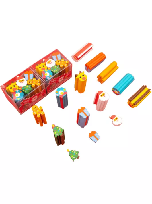 Karácsonyi radírok, vágható, 6 db/doboz, QH-8528