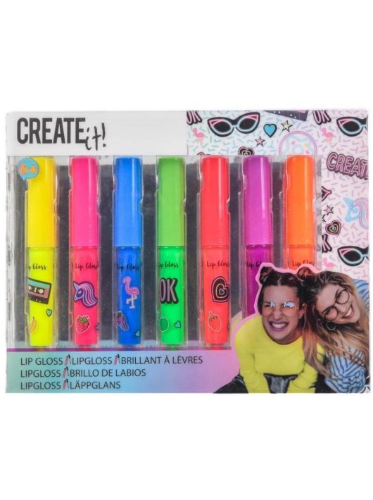 Ajakfény, 7 db/szett, fénylő neon színekben, 6+, Create it!