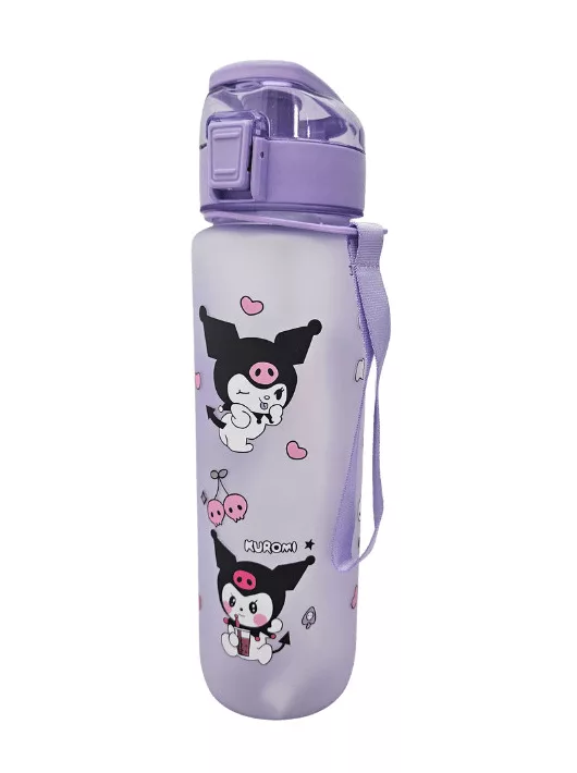 Kuromi kulacs, 1000ml, szívószálas