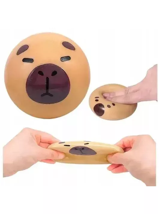 Kapibara stresszlabda, squishy, kb. 5 cm-es, átlátszó tasakban