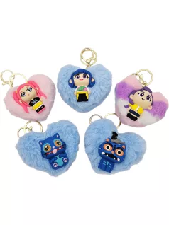   K-POP Démonvadászok szív alakú, plüss kulcstartó, táskadísz, 9x8cm, többféle