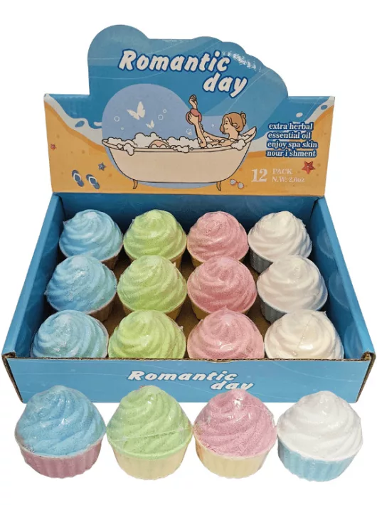 Fürdőgolyó, muffin formájú, 5x5cm, többféle színben