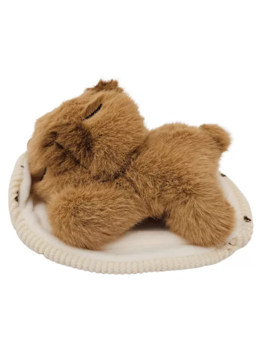 Illatos, kapibara plüssfigura ágyikóban 15 cm hosszú