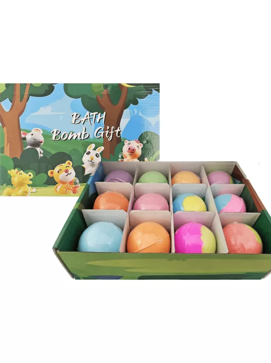 Fürdőgolyó meglepetés figurával, állatos, 6cm, többféle színben