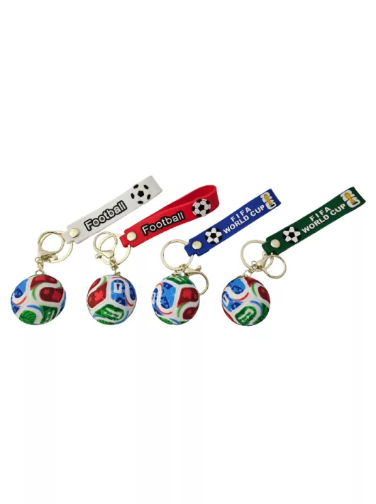 Focis kulcstartó pánttal, kb. 4 cm-es focilabda, FIFA 2026