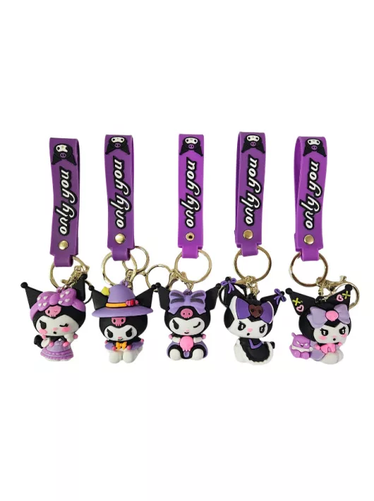 Kuromi kulcstartó pánttal, 6 cm magas, többféle