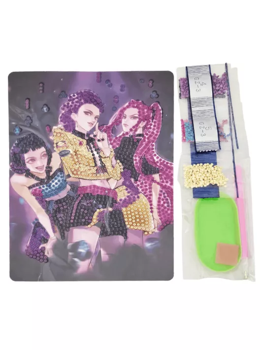 K-POP Démonvadászok gyémántfestés szett, Dor&Dazzle, 15x21cm-es lap, többféle
