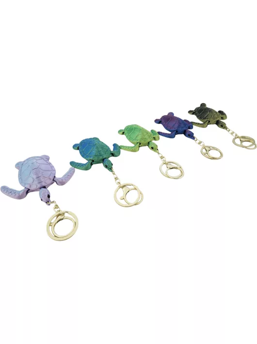 Teknős 3D kulcstartó figura, többszínű felület, kb. 7 cm, többféle színben