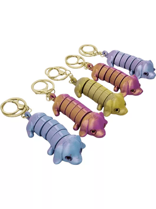 Kutyás 3D kulcstartó figura, többszínű felület, kb. 9 cm, többféle színben
