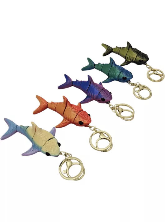 Cápa 3D kulcstartó figura, többszínű felület, kb. 9 cm, többféle színben