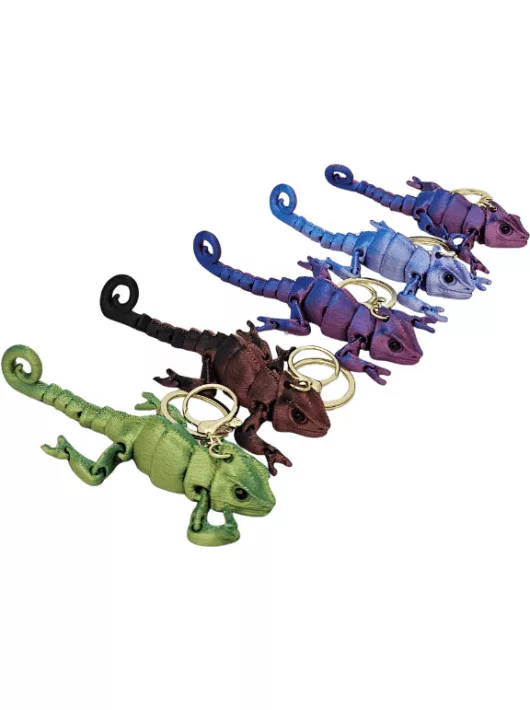 Kaméleon 3D kulcstartó figura, többszínű felület, kb. 11 cm, többféle színben