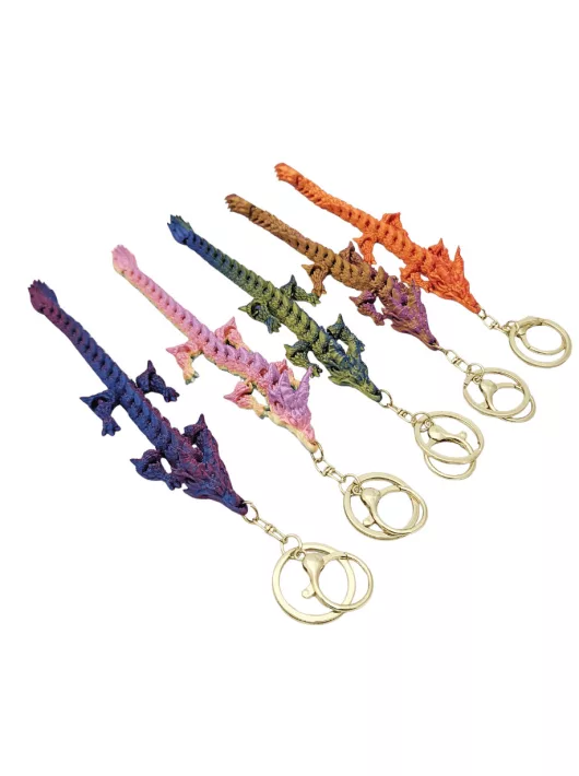 Sárkány 3D kulcstartó figura, többszínű felület, kb. 15 cm, többféle színben