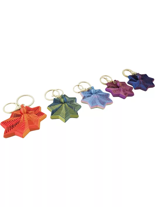 Csillag 3D kulcstartó, többszínű felület, kb. 6 cm, többféle színben
