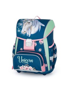   Unikornis csatos ergonómikus iskolatáska tolltartóval és tornazsákkal, Premium, sötétkék