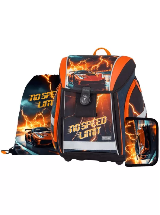 OXY Premium Light mágneszáras iskolatáska szett tolltartóval és tornazsákkal, Car 2