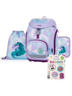   Unikornis ergonómikus hátizsák, iskolatáska tolltartóval és tornazsákkal, OXY Sherpy Unicorn, lila