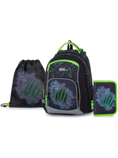   Dinoszaurusz ergonómikus hátizsák, iskolatáska tolltartóval és tornazsákkal, OXY GO Dino, fekete