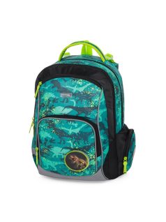   Dinoszaurusz ergonómikus hátizsák, iskolatáska tolltartóval és tornazsákkal, OXY GO Dino, zöld
