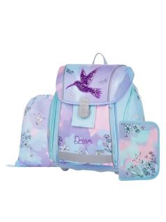   Kolibri mágneszáras ergonómikus iskolatáska tolltartóval és tornazsákkal, Premium Light, lila