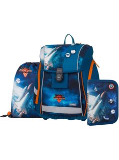   Space mágneszáras ergonómikus iskolatáska tolltartóval és tornazsákkal, Premium Light, Mars, kék