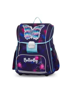   OXY Premium csatos iskolatáska szett tolltartóval és tornazsákkal, Butterfly
