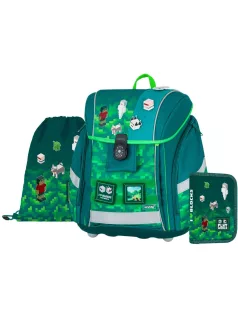   OXY Premium Light mágneszáras iskolatáska szett tolltartóval és tornazsákkal, Playworld, Minecraft mintás