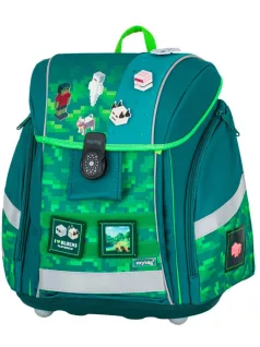   OXY Premium Light mágneszáras iskolatáska szett tolltartóval és tornazsákkal, Playworld, Minecraft mintás