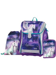   Pegazus mágneszáras ergonómikus iskolatáska tolltartóval és tornazsákkal, Premium Light, lila-rózsaszín