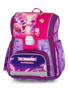   OXY Premium csatos iskolatáska szett tolltartóval és tornazsákkal, Playworld Girl, rózsaszín-lila