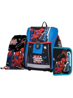   Pókember mágneszáras ergonómikus iskolatáska tolltartóval és tornazsákkal, Premium Light, Amazing Spiderman