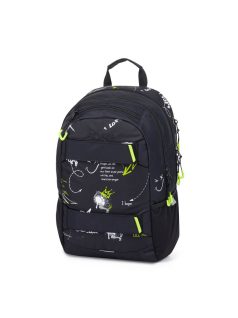   OXY Sport hátizsák, iskolatáska beledobálós tolltartóval, 3 rekeszes, 46x32x16cm, Graffiti, fekete