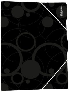 Műanyag gumis mappa A/4, black&white, fekete