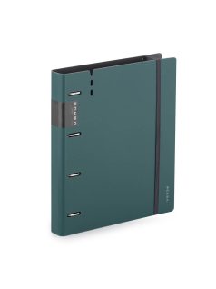   Műanyag gyűrűskönyv A/4, 4 gyűrűs, vastag borító, VERDE, mélyzöld