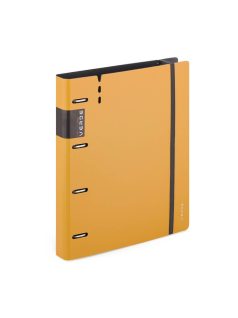   Műanyag gyűrűskönyv A/4, 4 gyűrűs, vastag borító, VERDE, mustársárga