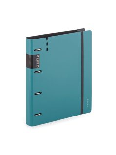   Műanyag gyűrűskönyv A/4, 4 gyűrűs, vastag borító, VERDE, petrol színű