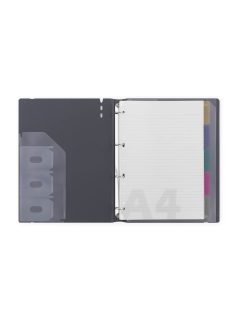   Gyűrűskönyv A/4, 4 gyűrűs, lefűzhető lapokkal , 90 lap (vonalas, pontozott és üres), VERDE, mélyzöld