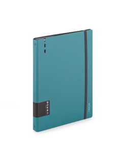   Gyűrűskönyv A/4, 4 gyűrűs, lefűzhető lapokkal , 90 lap (vonalas, pontozott és üres), VERDE, petrol színű