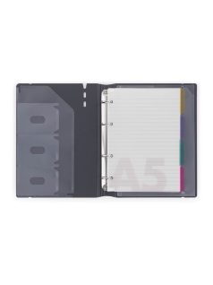   Gyűrűskönyv A/5, 4 gyűrűs, lefűzhető lapokkal , 90 lap (vonalas, pontozott és üres), VERDE, mélyzöld