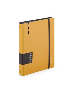   Gyűrűskönyv A/5, 4 gyűrűs, lefűzhető lapokkal , 90 lap (vonalas, pontozott és üres), VERDE, mustársárga