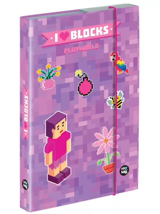Minecraft mintás füzetbox A/4, OXY 2026 Playworld Girl, lila-rózsaszín