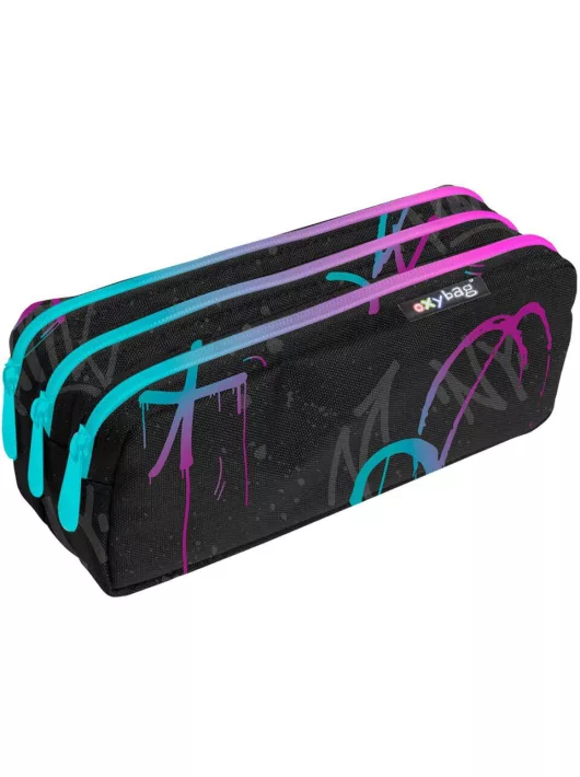 Graffiti lányos tolltartó, beledobálós, 3 rekeszes