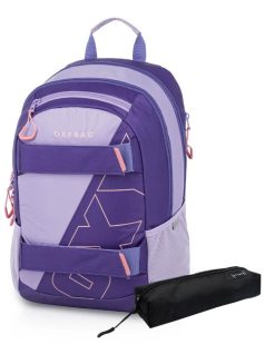   OXY Sport hátizsák, iskolatáska beledobálós tolltartóval, 3 rekeszes, 46x32x16cm, Half Violet
