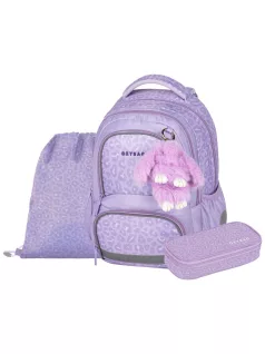   OXY Next iskolatáska szett, hátizsák tolltartóval és tornazsákkal, Bunny, lila