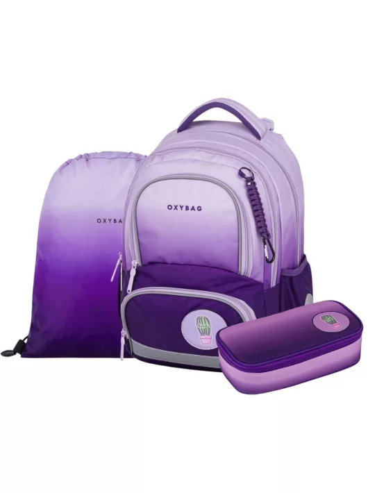 OXY Next iskolatáska szett, hátizsák tolltartóval és tornazsákkal, Purple, lila